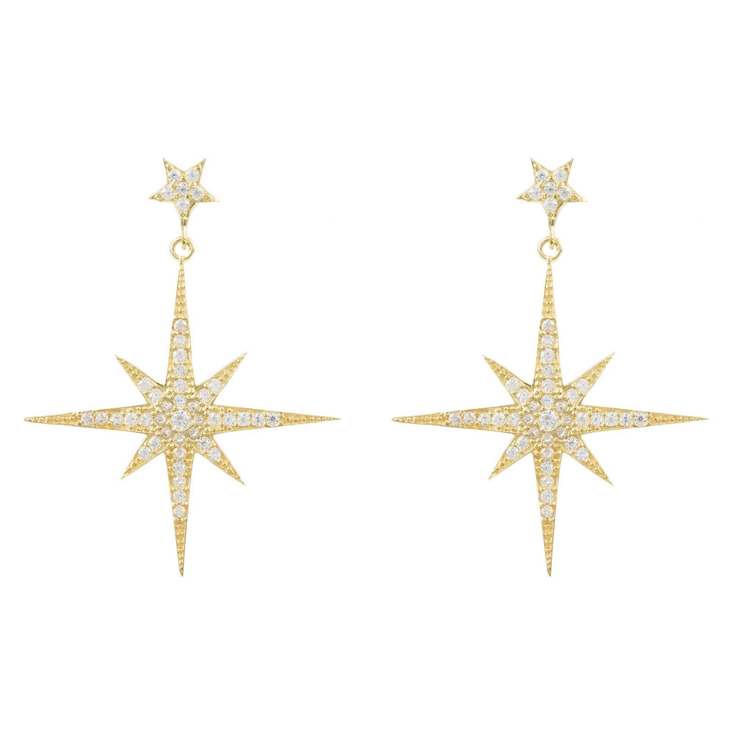 Gold Starburst Drop Earrings Main Image