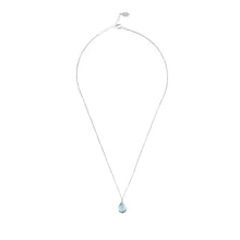 Silver & Blue Topaz Teardrop Pendant Necklace Full View of Necklace and Pendant