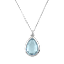 Silver & Blue Topaz Teardrop Pendant Necklace Main Image Close Up