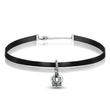black choker necklace silver chain attachment crown pendant