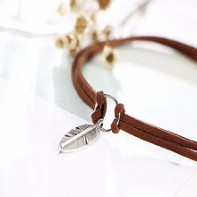 Double Rope Choker & Leaf Pendant close up