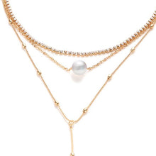 Lengthy Choker Necklace with Simulated Pearl close up
