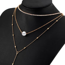 Lengthy Choker Necklace with Simulated Pearl on Mannequin