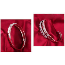 Rose Gold Bangle with Embedded Austrian Crystals clip open