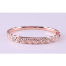 Rose Gold Bangle with Embedded Austrian Crystals close up