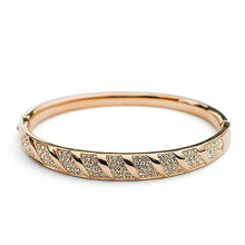 Rose Gold Bangle with Embedded Austrian Crystals main image