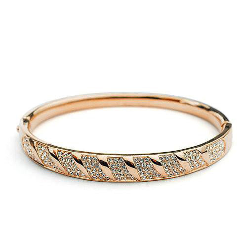Rose Gold Bangle with Embedded Austrian Crystals main image