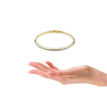 Slender Rose Gold Plated Bangle with Embedded Swiss Crystals hand perspective