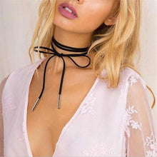 Woman Wearing Leather Rope Choker