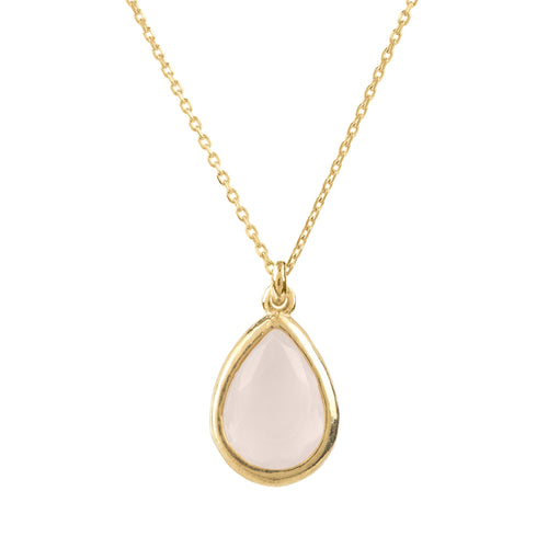 Gold & Rose Quartz Teardrop Necklace Main Image Close Up