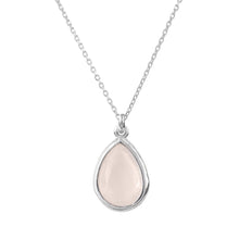 Silver & Rose Quarts Teardrop Necklace Pendant Main Image Close Up of Pendant