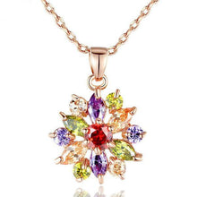 Gold Plated Necklace & Pendant Embellished with CZ Gemstones - Colourful