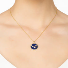 Libra – Gold & Lapis Lazuli Woman Wearing