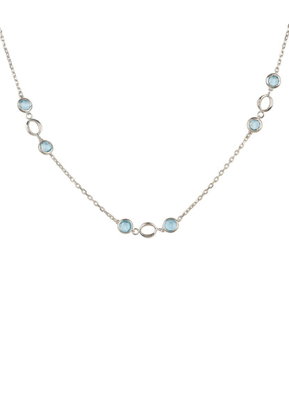 Silver & Blue Topaz – Gemstone Link Necklace Main Image Close Up of Gemstones