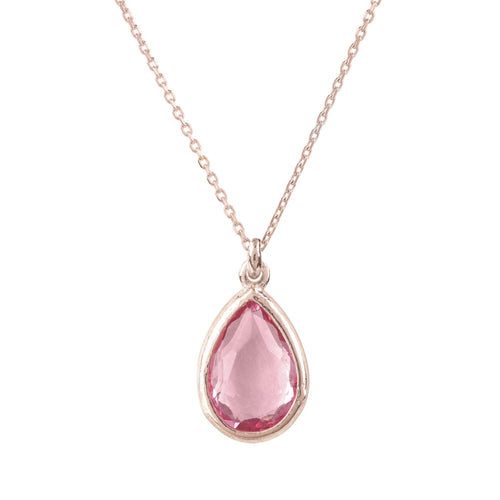 Rose Gold & Pink Tourmaline Necklace Pendant Main Image Close Up