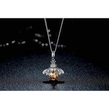 925 sterling silver necklace bumble bee pendant black background