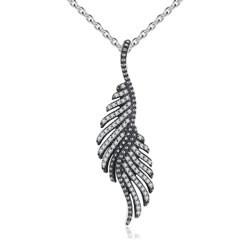 Silver Necklace & Feather Shaped CZ Pendant main image