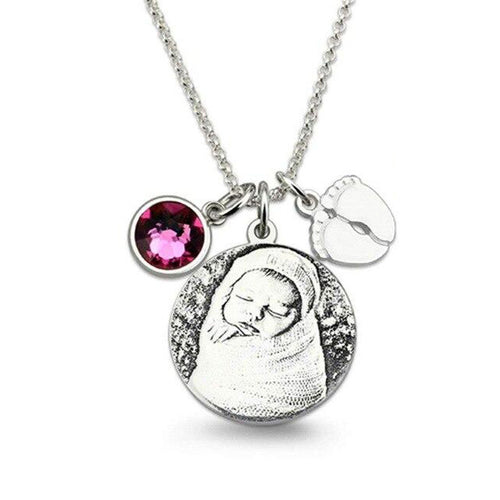 Coelo Birthstone Photo Engraved Necklace Main Image