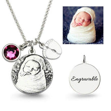 Coelo Birthstone Photo Engraved Necklace Image and Backside Inscription