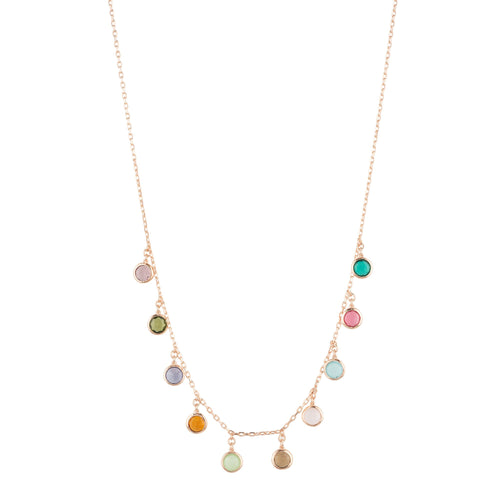 Rose Gold & Multi Colored Gemstone Necklace Main Image Close Up