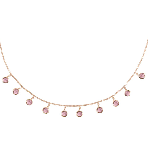 Rose Gold & Pink Tourmaline Gemstone Necklace Main Image Close Up