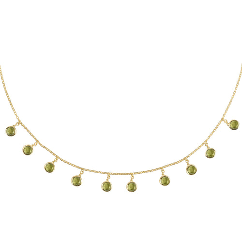 Gold & Peridot Gemstone Necklace Main Image Close Up