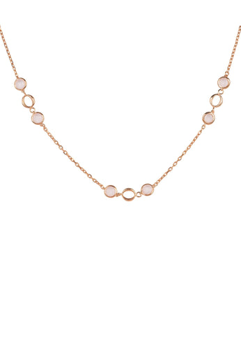 Rose Gold & Rose Quartz – Gemstone Link Necklace Main Image Close Up