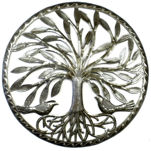 Tree of Life with Two Birds Metal Wall Art - Croix des Bouquets