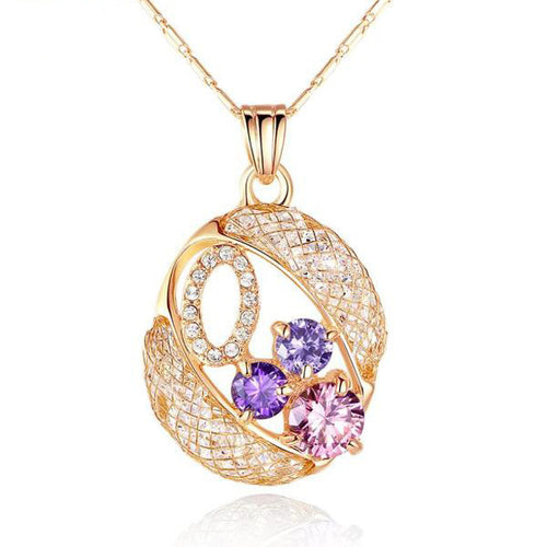 gold plated necklace and oval cubic zirconia pendant