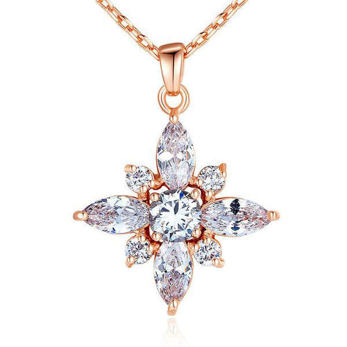 rose gold necklace and star shaped cubic zirconia pendant main image